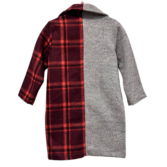 Haus of JR Kids Split Plaid Coat, Gray Red, 2T - Picture 4 of 10